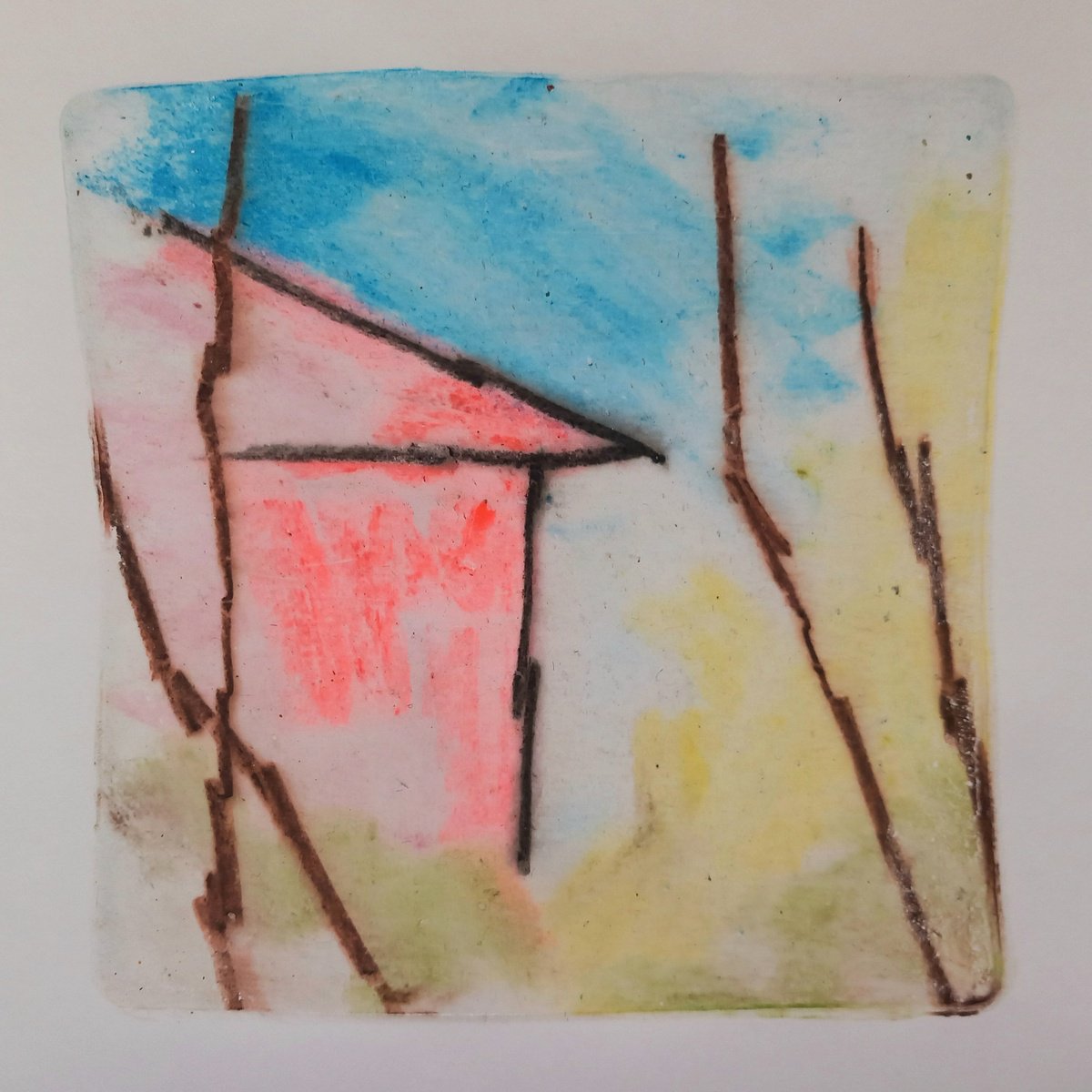 Impressionistic Cityscapes Print By Adam Grose Ma Pgce, 7 X 7, Pink House, Original Artwork