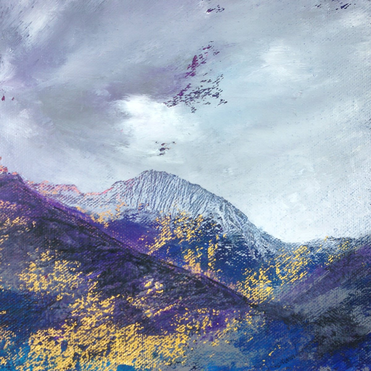 Impressionistic Landscape Acrylic Painting By Oconnart, 10 X 10", Tryfan Landscape, Wales, Original Artwork