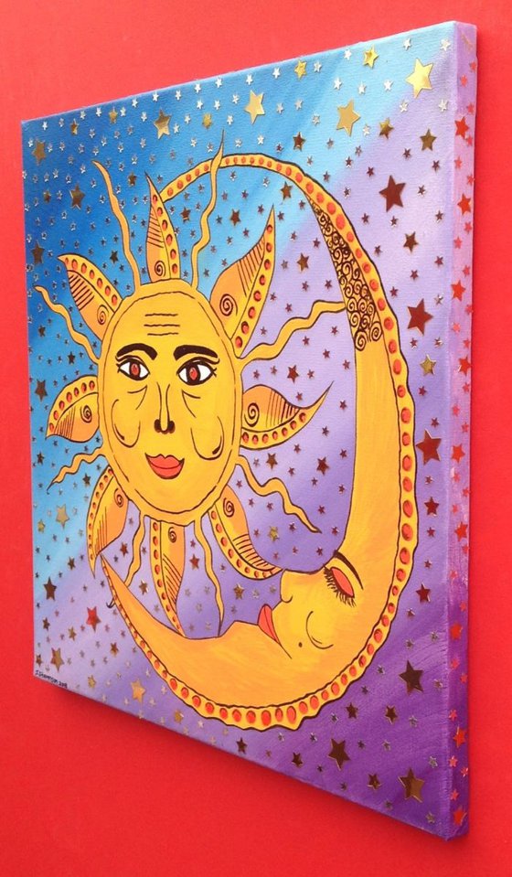 Sun Moon Face Painting By Julie Stevenson Artfinder