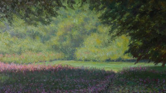 The Floral Path - sunny summer landscape painting