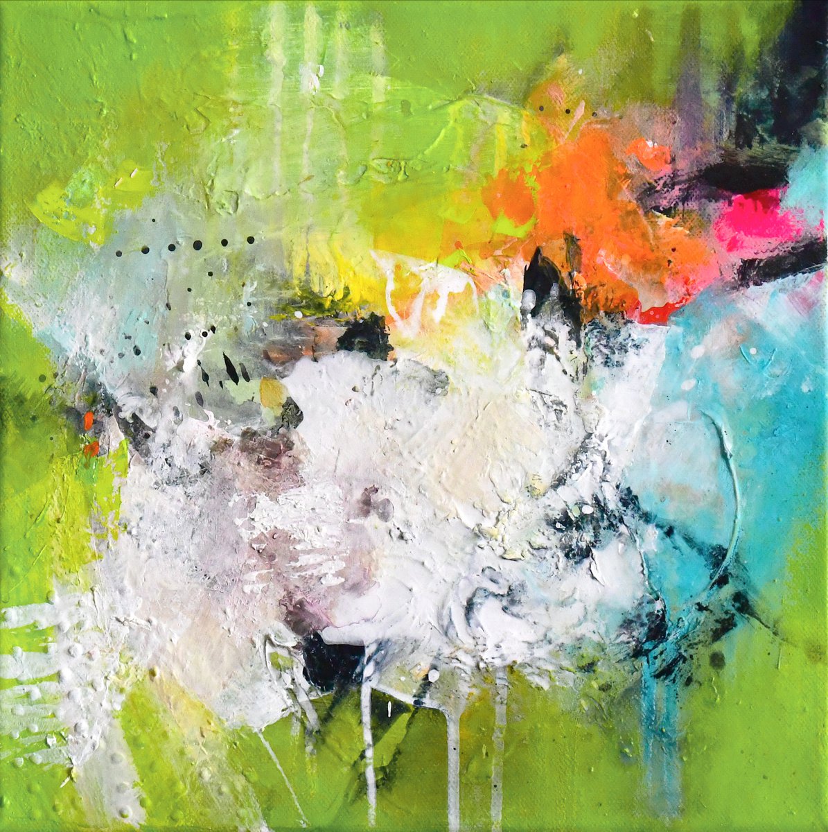 Abstract Acrylic Painting By Kirsten Handelmann, 12 X 12", Living Outside, Original Artwork