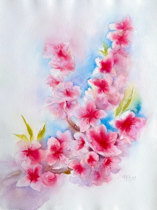 Blooming almonds by Natalia Galnbek