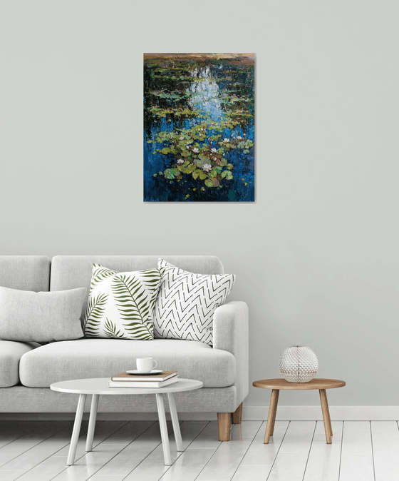 White Water Lilies in the Pond