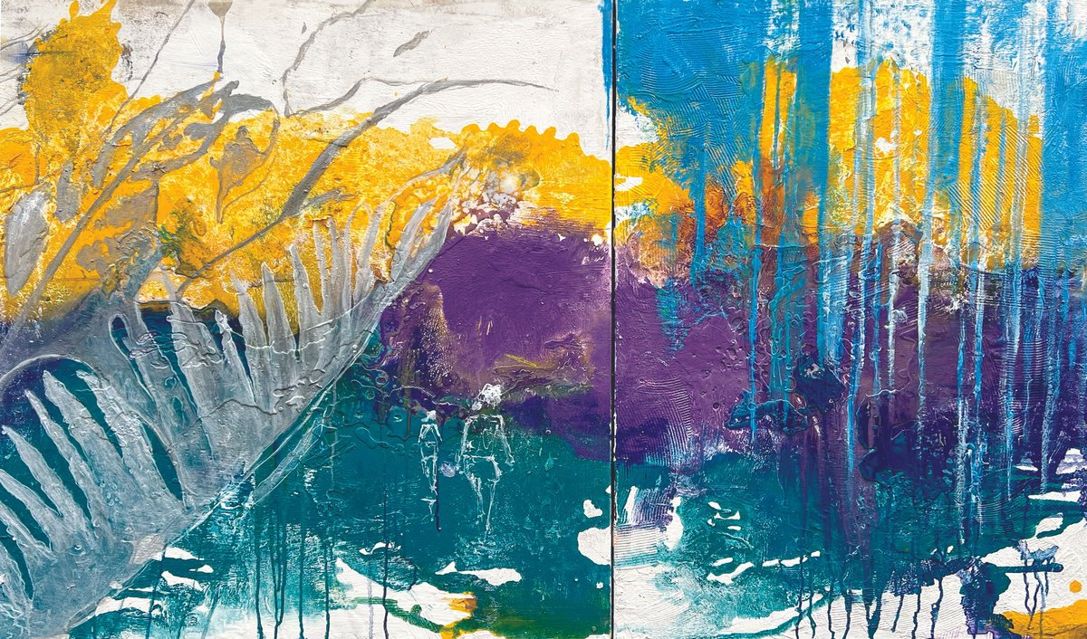 Expressive Botanical Painting By Giusy Lauriola, 67 X 39, Fatti Avvolgere, Original Artwork