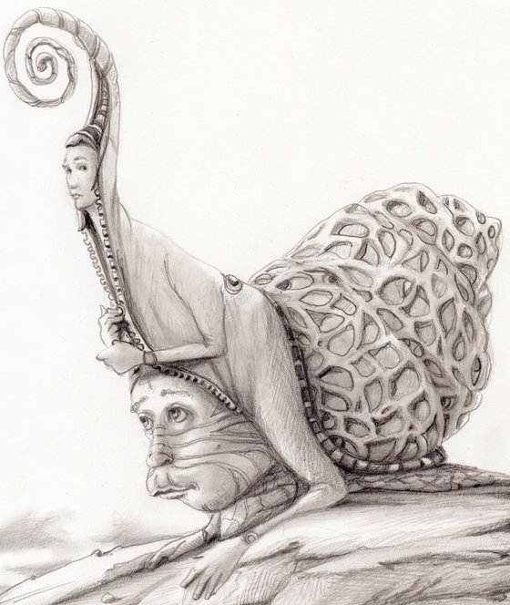 THE SNAIL MAN - ( graphite pencil )