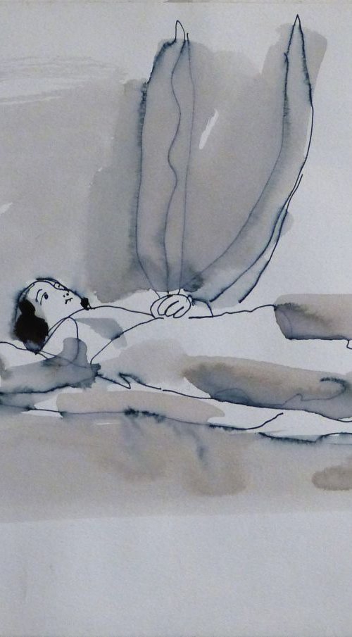 Woman in Bed 1, 24x32 cm by Frederic Belaubre