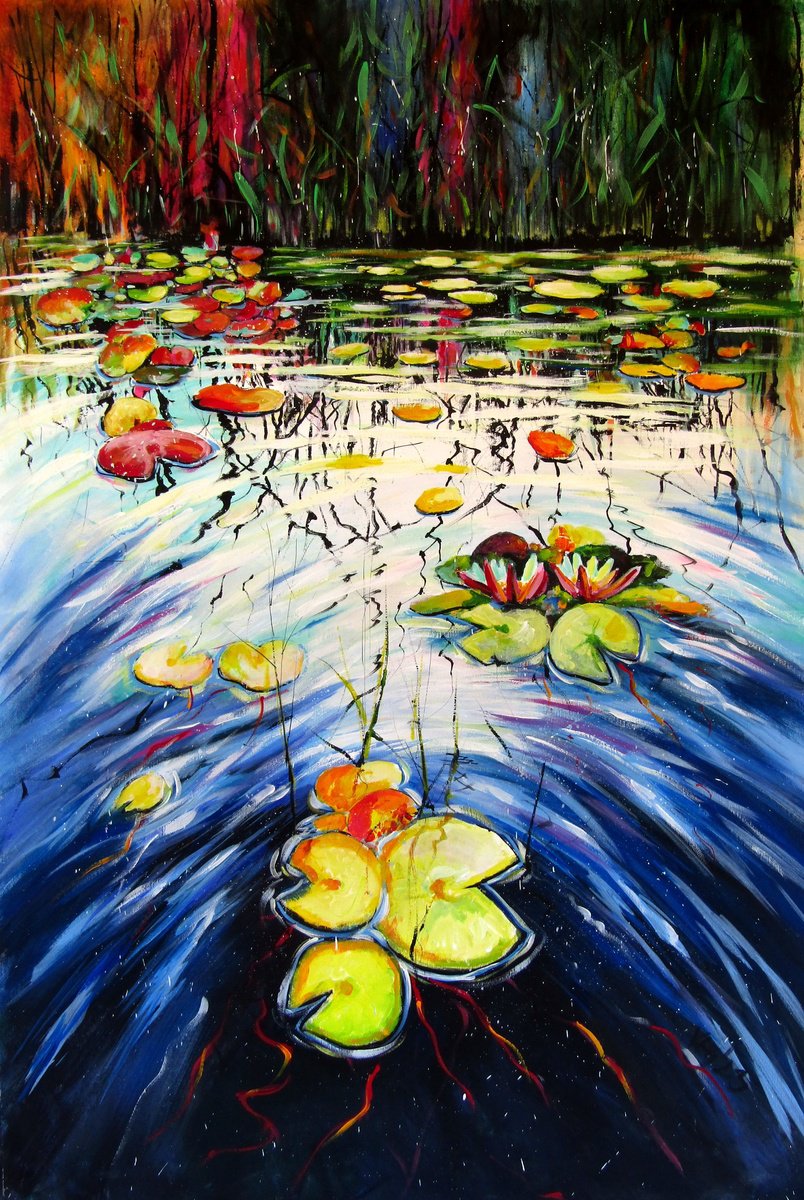 Water mirror and water lilies by Kovacs Anna Brigitta
