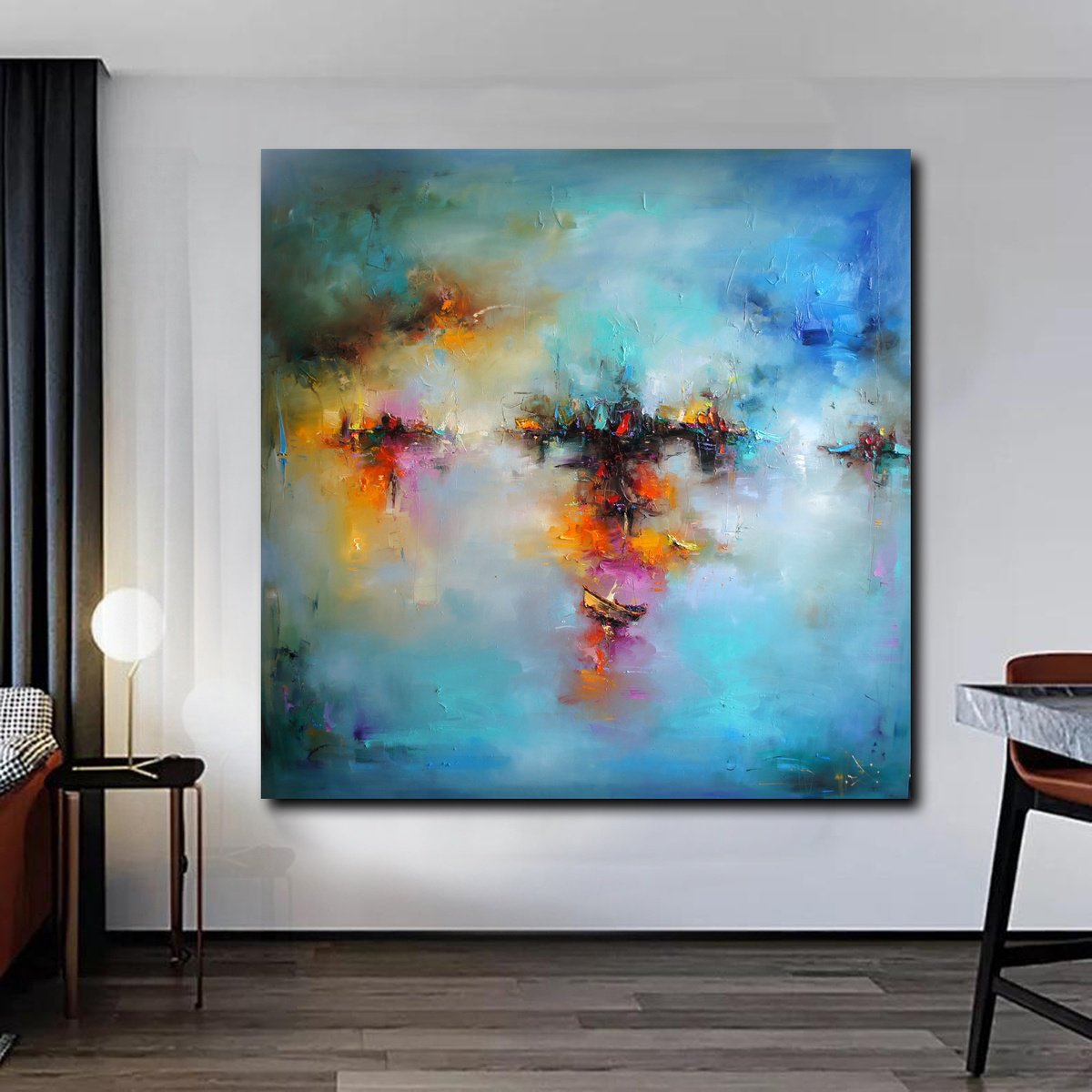 Expressive Landscape Oil Painting By Stanislav Lazarov, 67 X 67", A Magical World, Original Artwork