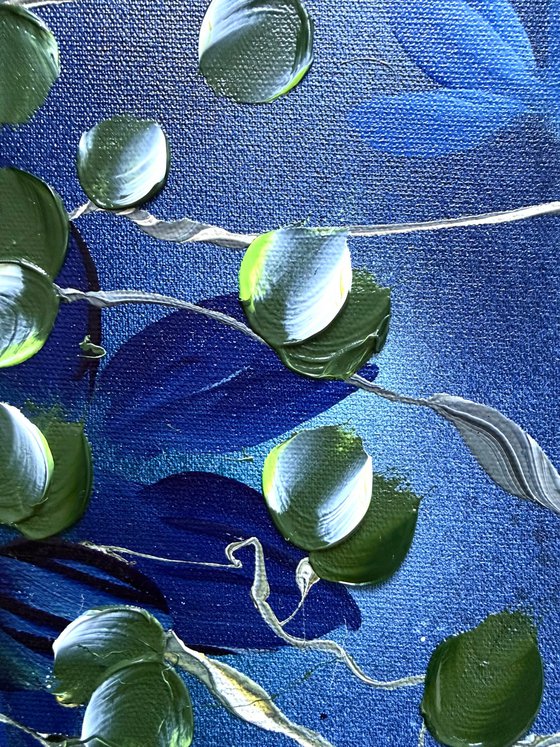 Pearl Roses in Blue Silence