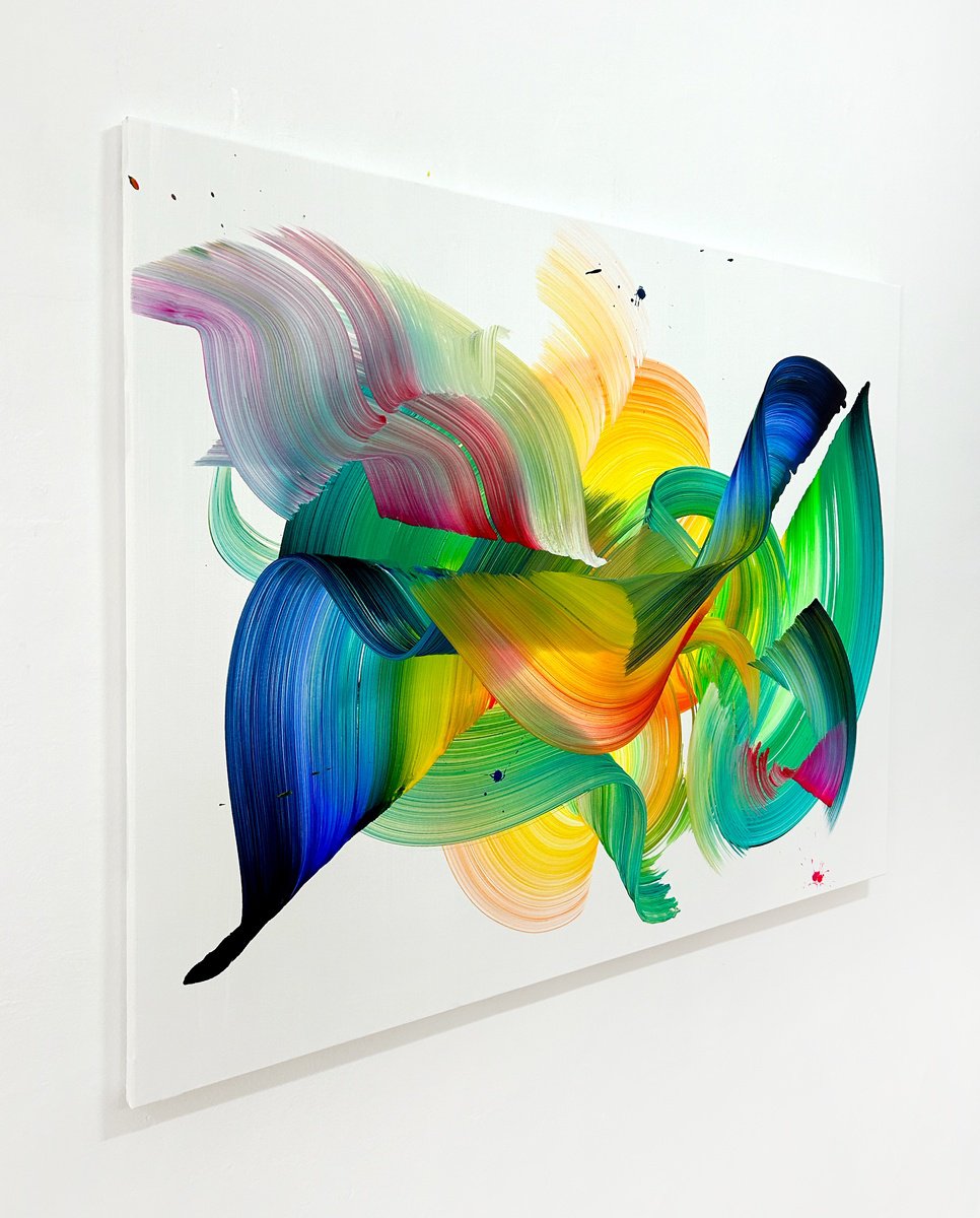 Organic Abstract Acrylic Painting By Nikolaos Schizas, 51 X 38", The Shining, Original Artwork