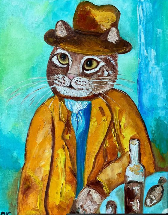 Cat  with a wine glass i