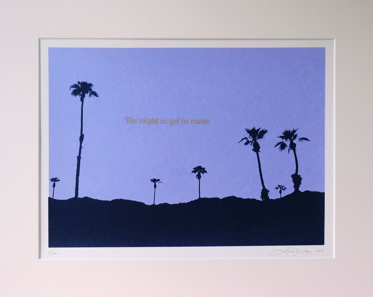 Landscape Screenprint By Lene Bladbjerg, 20 X 16", The Night Is Yet To Come, Original Artwork