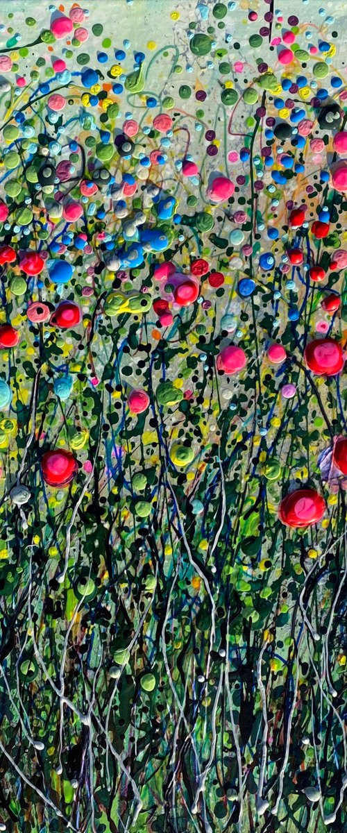 Wondrous Dreams -  Floral Abstract  Original painting by OLena Art 14 X 18: X 0.5" by Lena Owens at OLena Art