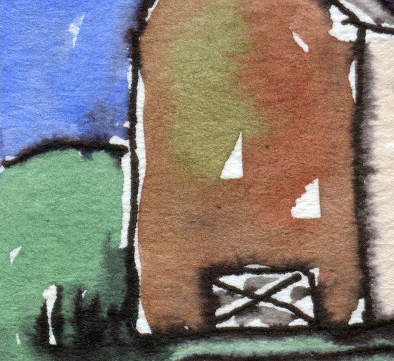 The Tall Barn; Original Watercolour ACEO