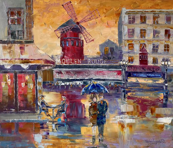 "Moulin Rouge". Original oil painting architecture. Cityscape