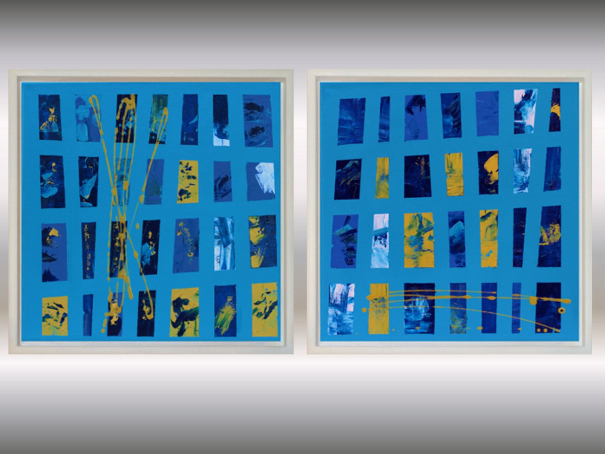 Variations in Blue - Abstract - Acrylic Painting - Canvas Art by Edelgard Schroer
