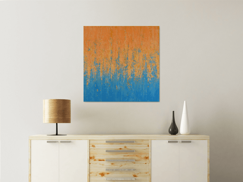 Orange into Blue - Modern Colorful Textured Abstract Acrylic painting ...