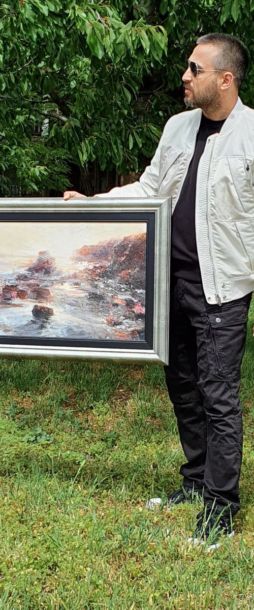 "Harbor of destroyed dreams -Hearts of rocks" W70xH43cm by Ivan  Grozdanovski