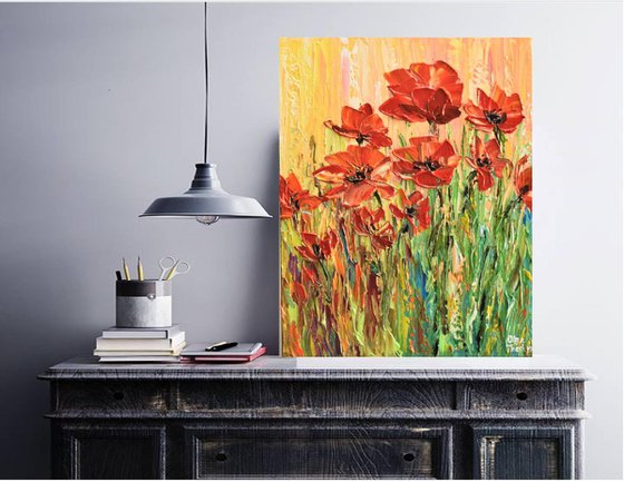 Poppies - Impasto original acrylic painting