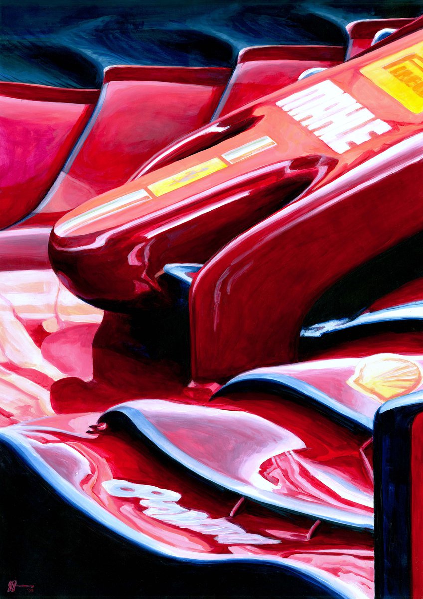 Impressionistic Transport Acrylic Painting By Alex Stutchbury, 18 X 25, Charles Leclerc - 2020 Tuscan Gp, Original Artwork