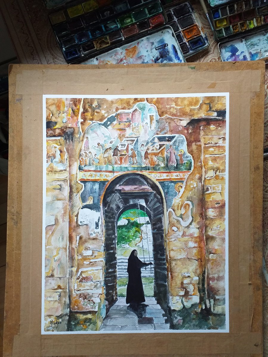 Impressionistic Cityscapes Watercolour By Zoran Mihajlovic Muza, 14 X 18", The Morning Bells, Original Artwork