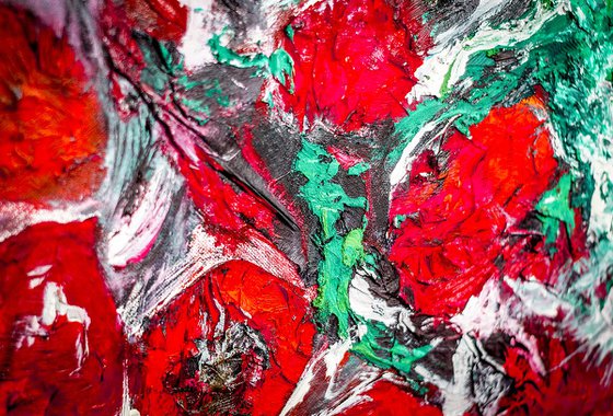 "Indian Roses". Original Semi-Abstract Painting. Signed, Handmade Artwork.