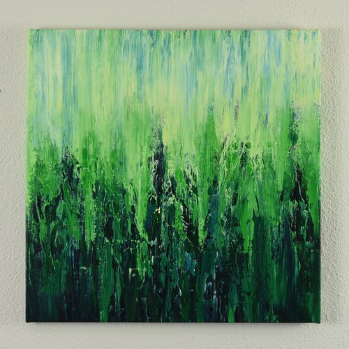 Lush Green - Textured Nature Abstract Painting by Suzanne Vaughan