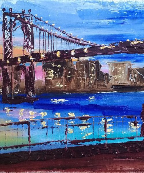 Manhattan Bridge. Sunset in New York by Dmitry Fedorov