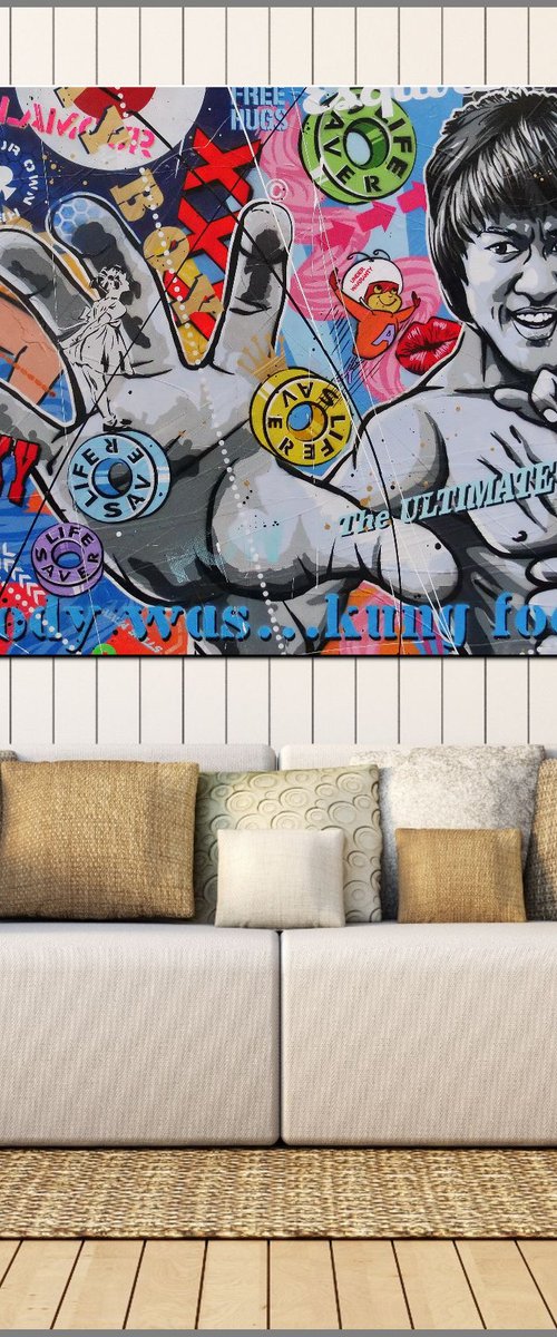 Action Hero Bruce 190cm x 100cm Bruce Lee Textured Urban Pop Art by Franko