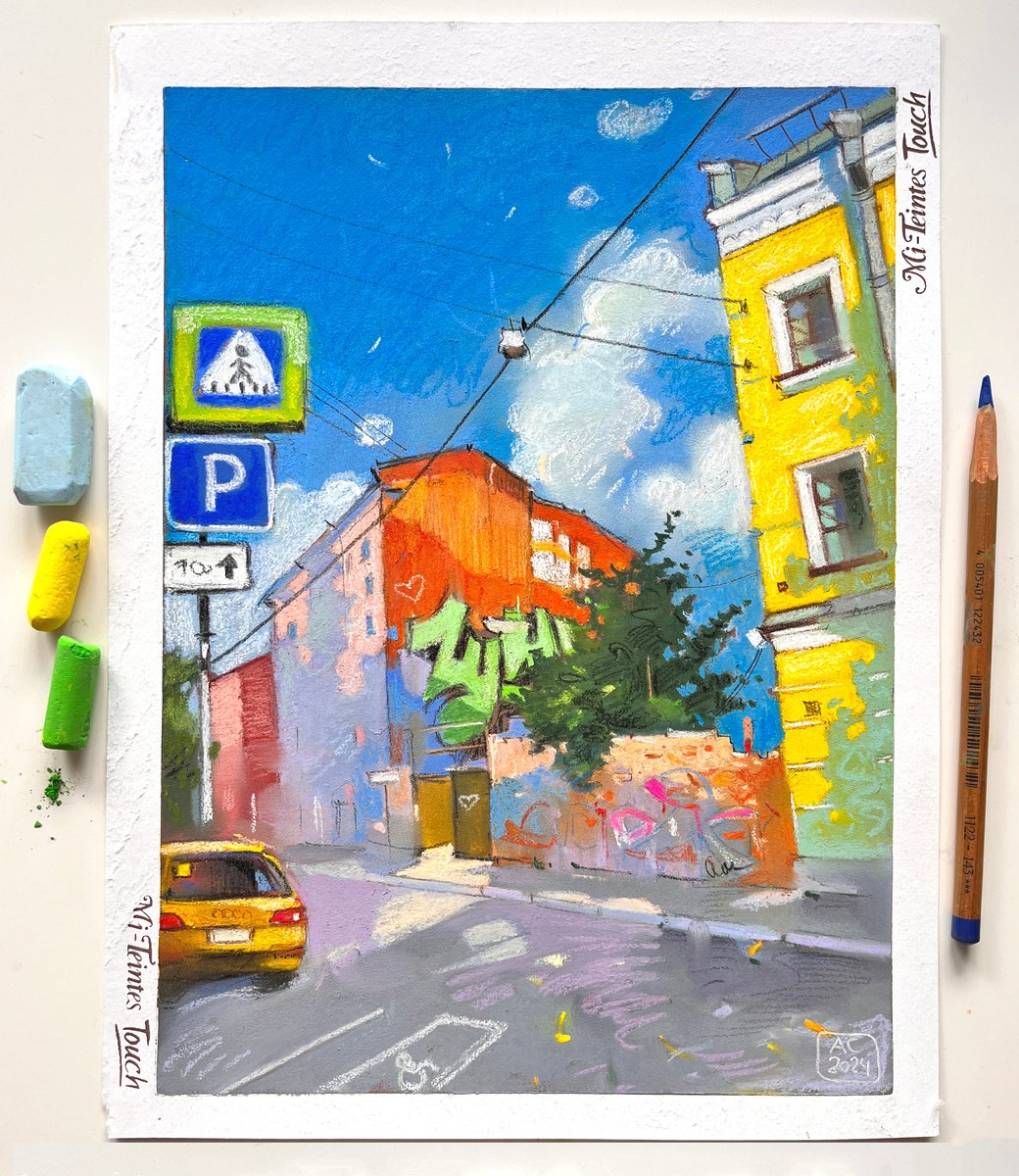 a street with graffiti by Alexandra Sergeeva