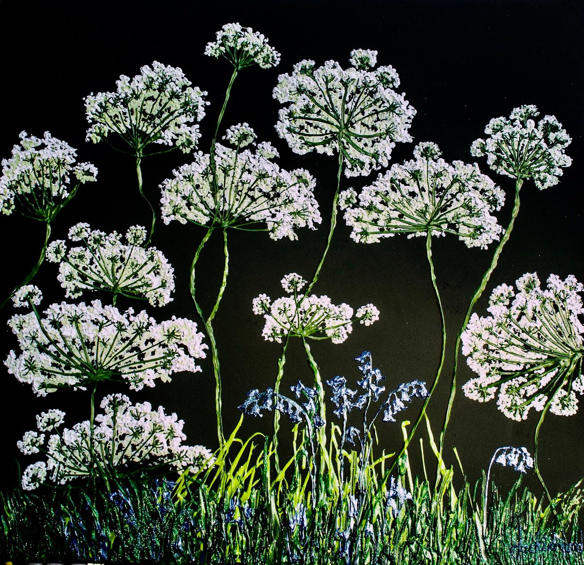  Bluebells And Cow Parsley By Jackie Ward, 30 X 29, Artwork For Sale On Artfinder