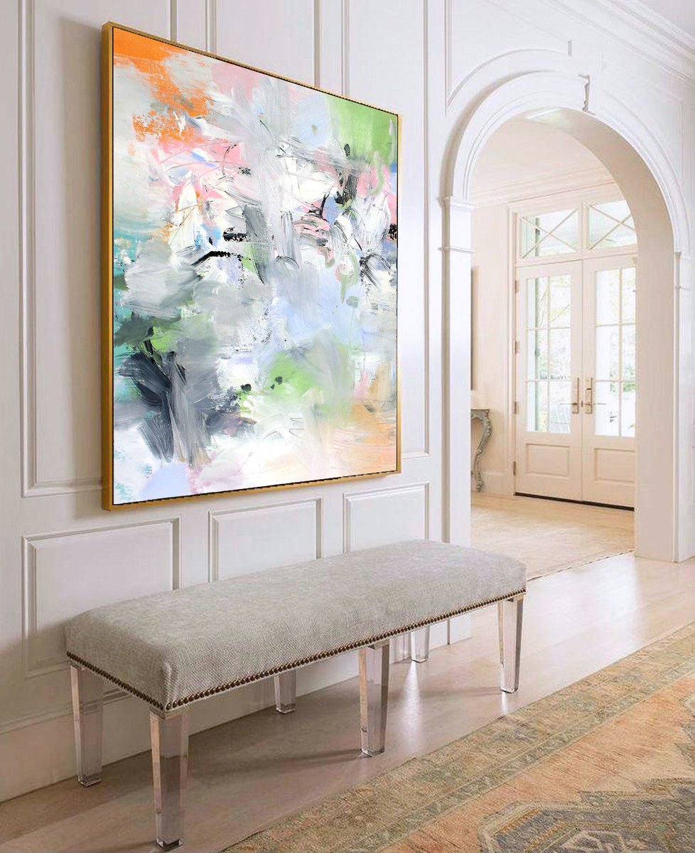 Abstract Oil Painting By Hugh Abernethy, 36 X 36, Oarble, Original Artwork