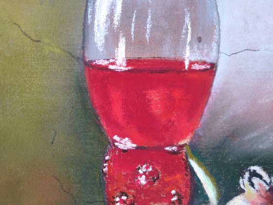 Pomegranate wine - a picture with pomegranate and grapes, a gift for a "pomegranate wedding"