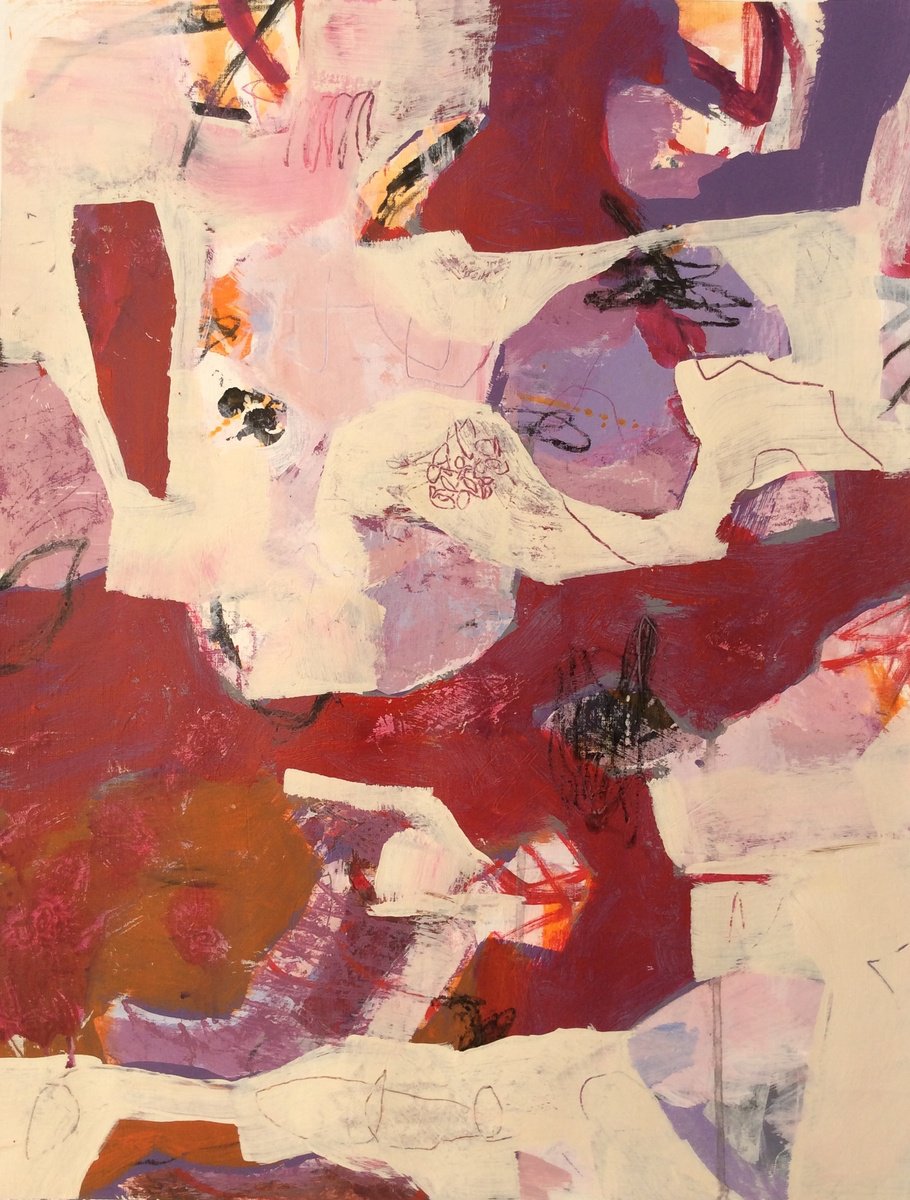 Expressive Abstract Acrylic Painting By Linda Coppens, 20 X 26", Lightness Iii, Original Artwork