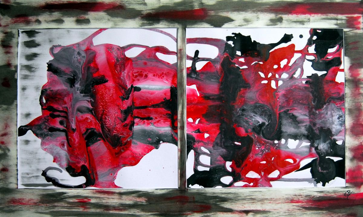 Abstract Acrylic Painting By Cb., 32 X 19, The Big Alien, Original Artwork