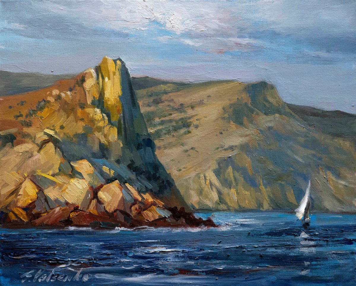 Impressionistic Landscape Oil Painting By Sergei Yatsenko, 20 X 16", Sailing, Original Artwork