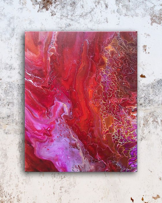 "Electric Charge" - FREE USA SHIPPING - Original Abstract PMS Fluid Acrylic Painting - 16 x 20 inches