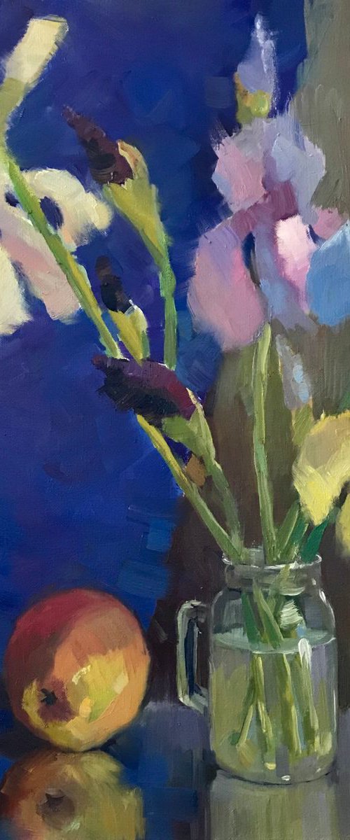 The Irises still life by Andrii Roshkaniuk