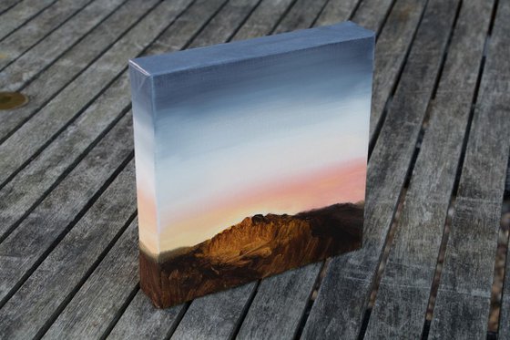 Mountain at dawn - small size - deep edges canvas 20X20cm