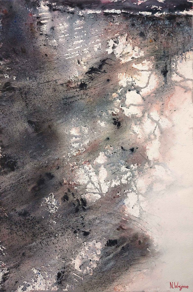 Impressionistic Abstract Watercolour By Neil Wrynne, 15 X 22", Heard No More, Original Artwork