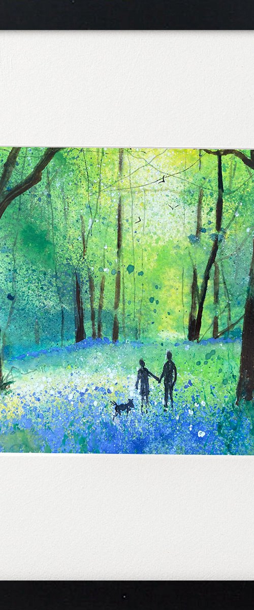 Dog walk in Bluebells Framed by Teresa Tanner