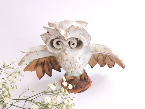 Cute owl , home decor , ceramic figurine , fan art. Symbol of wisdom.