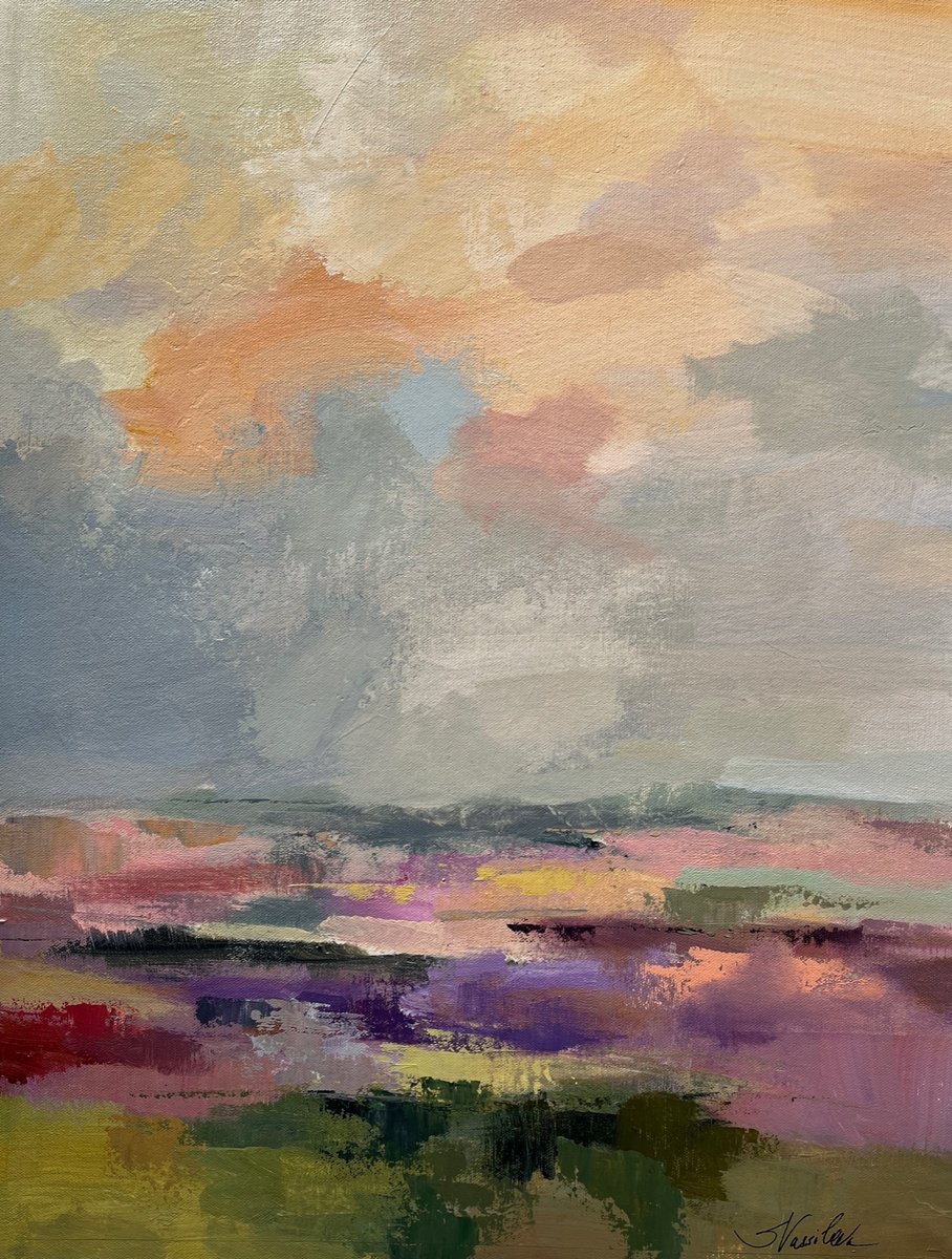 Impressionistic Landscape Acrylic Painting By Silvia Vassileva, 18 X 24", Spring Light Ii, Original Artwork