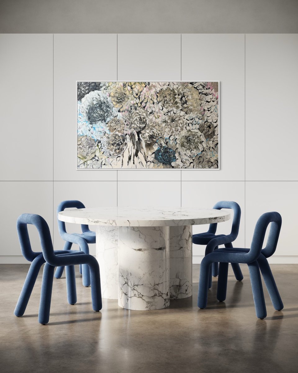 Impressionistic Botanical Acrylic Painting By Tetiana Hutsul, 61 X 37", Tears Taste Like Peonies, Original Artwork