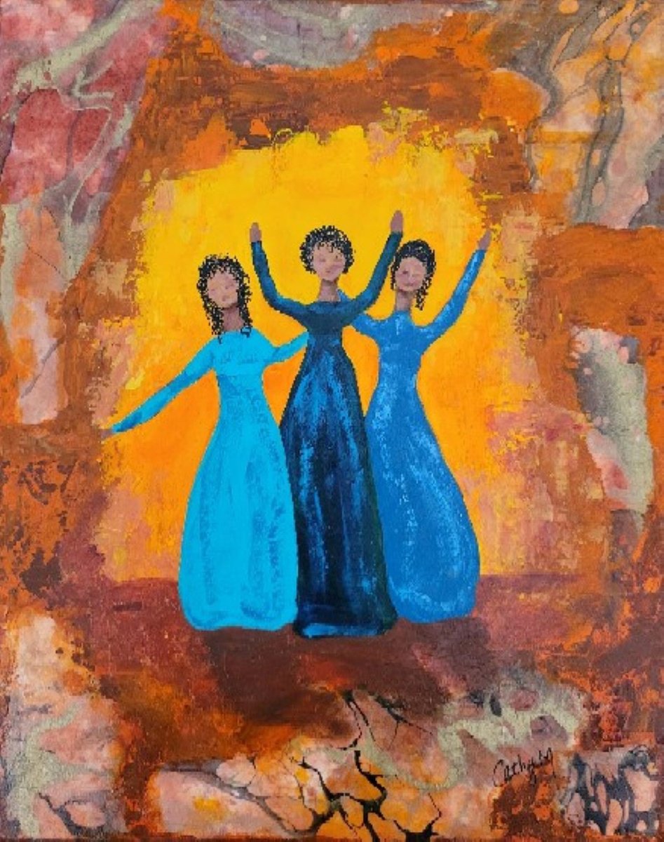 Expressive Portrait Painting By Cathy Maiorano, 16 X 20, Dance Of Praise And Joy, Original Artwork