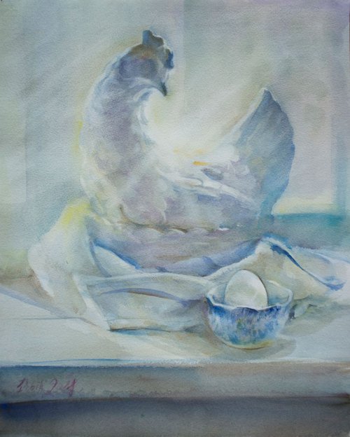 A hen and an egg by Irina Bibik-Chkolian