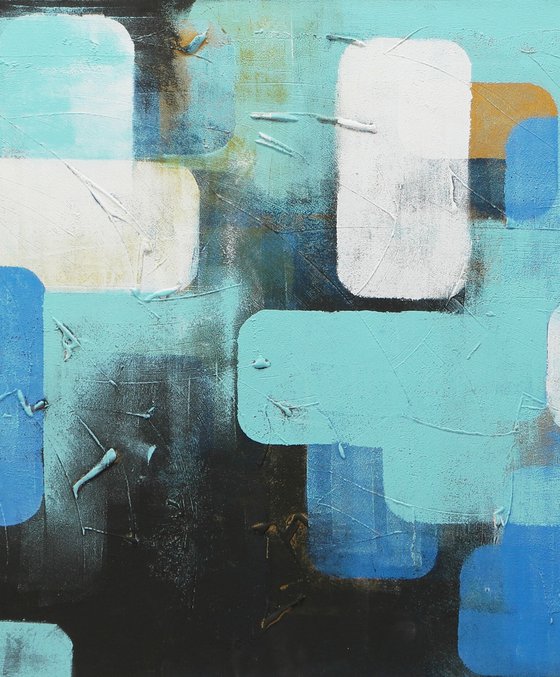 Abstract Painting - Layer Player Blue Landscape - Ronald Hunter - 150x60CM - 10O