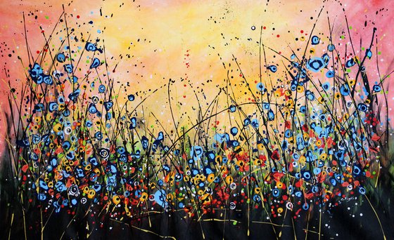 "Dream Land" - Large original abstract floral painting