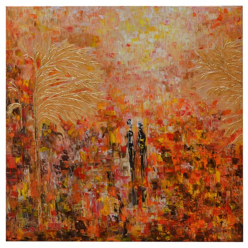 TREE WITH GOLDEN FLOWERS by VANADA ABSTRACT ART