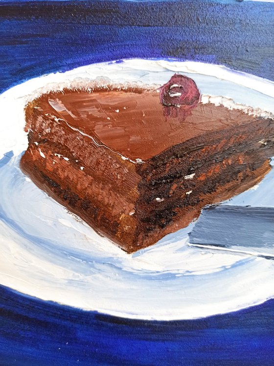 Slice of chocolate cake. still life